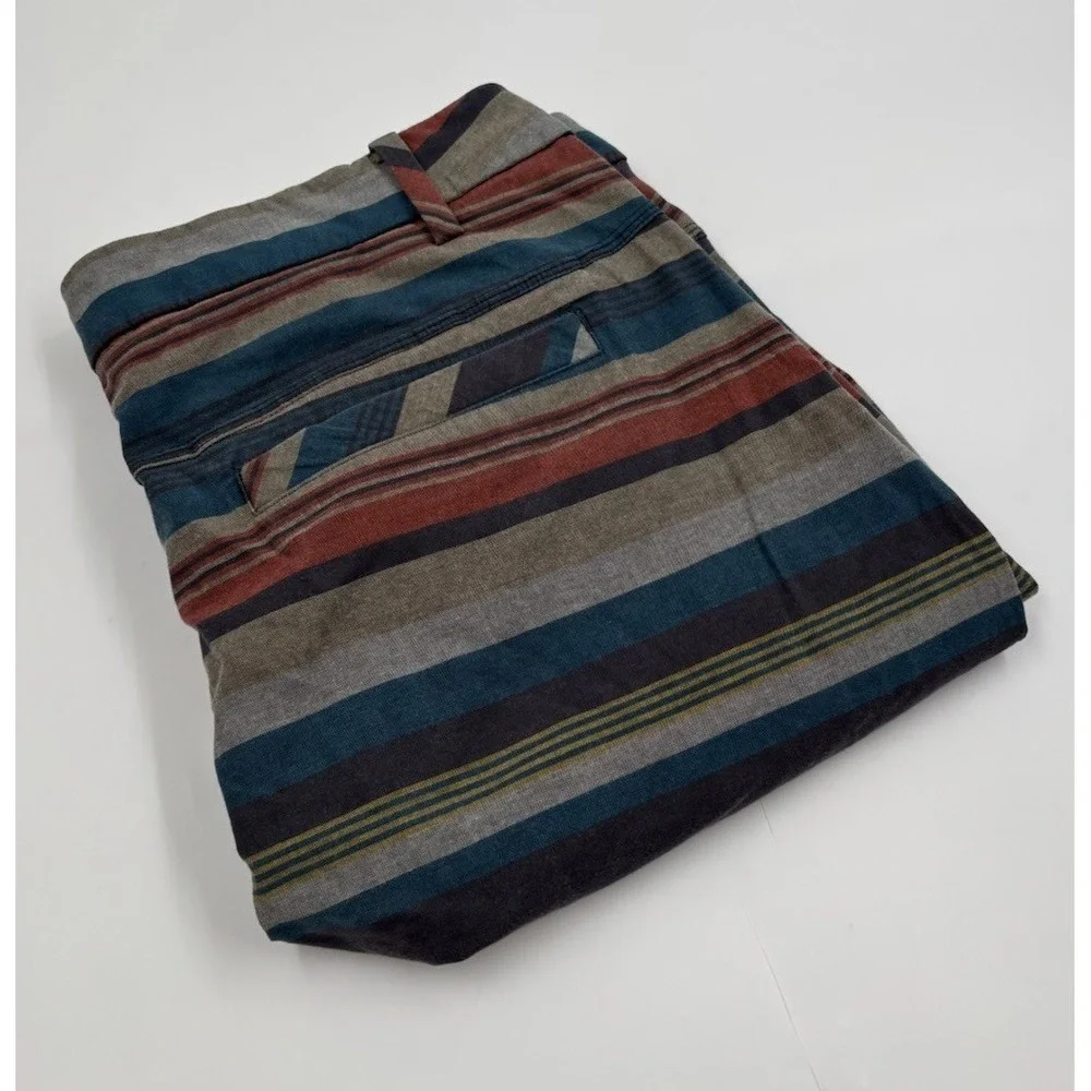 Lululemon Men's 38 Cotton Multicolor Striped Chino Flat Front Shorts